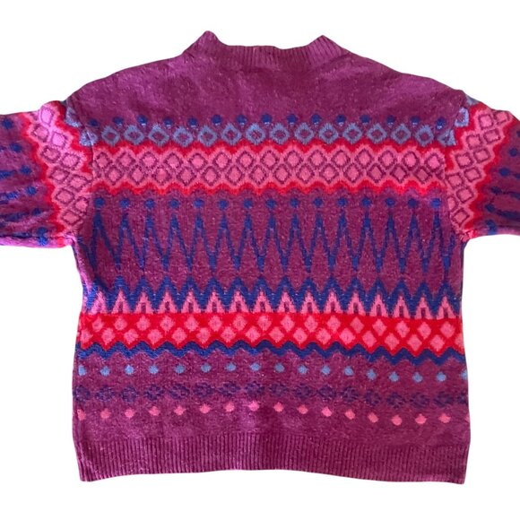 Vintage St. John’s Bay Fair Isle Sweater – Magenta & Blue Pattern, Size XXL - Picture 9 of 12